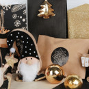 Weihnachtsaufkleber schwarz weiß gold - 4 cm selbstklebend