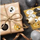 Weihnachtsaufkleber schwarz wei&szlig; gold - 4 cm selbstklebend