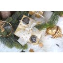 Weihnachtsaufkleber schwarz wei&szlig; gold - 4 cm selbstklebend 24 Aufkleber / 1 Bogen