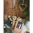 Frohe Weihnachten Geschenkaufkleber - 5 x 14,8 cm -  Gold schwarz wei&szlig;