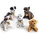 5 kleine Hundefiguren mit Gl&ouml;ckchen - Hunde Figuren als Geschenkidee