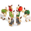 10 kleine Rentier Figuren aus Holz - bunte Weihnachtsdeko...