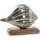 Muschel Figur aus Metall auf Holzsockel Silber braun - zum Hinstellen