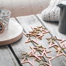 12 Holzsterne zum Streuen rosa gold - Streudeko Sterne aus Holz 3,5 cm