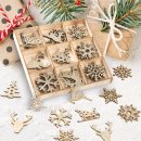 36 kleine weihnachtliche Streuteile aus Holz - gold glitzernd
