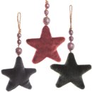 3 Sterne Weihnachtsanhänger - rot grau...