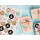 Runde Geburtstagsaufkleber Gl&uuml;ckwunsch - 4 cm rosa wei&szlig; schwarz 96 Aufkleber / 4 B&ouml;gen