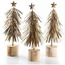 3 Weihnachtsbäume aus Metall 30 cm - antik-gold zum Hinstellen