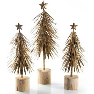 3 Vintage Bäume aus Metall - als Weihnachtsdeko stehend 30 cm (2x) und 40 cm (1x)