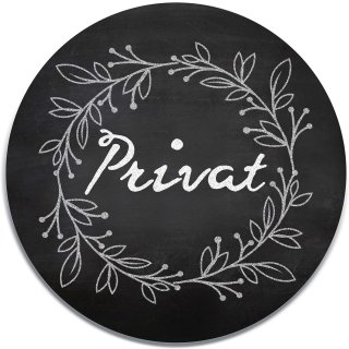 PRIVAT Türschild schwarz weiß im Tafelkreide-Look - 15,5 cm