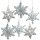 6 Schneeflocken mit Schnur zum Aufhängen - 8 cm Silberfarben aus Metall