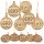 10 filigrane Weihnachtskugeln aus Holz 9 cm - Flache Holzanh&auml;nger