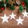 10 große Sterne zum Aufhängen aus Holz weiß - 15 cm