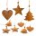 9 rostbraune Weihnachtsanhänger Herz + Stern + Baum - Christbaumschmuck aus Metall Rost