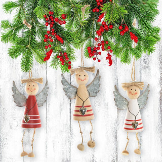 Logbuch-Verlag 3 Schutzengel Glücksbringer Weihnachten Anhänger rot weiß Engel zum Aufhängen Geschenk