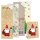 Braune Papiert&uuml;ten 18 x 8 x 22 cm + Weihnachtsaufkleber mit Nikolaus rot gold 25 St&uuml;ck