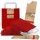 rote Kraftpapier Geschenkt&uuml;te mit Henkel Boden 18 x 8 x 22 cm + weihnachtliche Aufkleber FROHE WEIHNACHTEN 25 St&uuml;ck