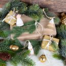 Weihnachtsanhänger Set - Engel + Baum + Rentier + Nikolaus Natur Gold weiß