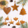 18 rostbraune Weihnachtsanhänger Herz + Stern + Baum - aus Metall Rost Patina