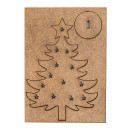 3 Weihnachtskarten rot mit Weihnachtsbaum aus Holz + Kuverts - Karten ohne Text - weihnachtliche Grußkarten mit Geschenk