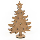 3 Weihnachtskarten mit Kuvert &amp; Geschenk - kleiner Baum aus Holz