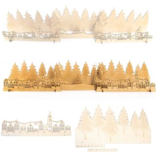 Großes Weihnachtsdeko Set - winterliche Deko Landschaft aus Holz 
