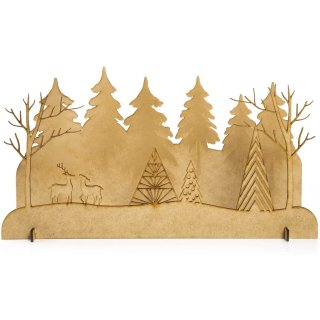 Wald Landschaft Silhouette aus Holz - winterliche Deko zum Hinstellen 41 cm
