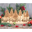 Weihnachtslandschaft Häuser und Bäume zum Hinstellen - 41 cm aus Holz