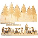 Weihnachtslandschaft Häuser und Bäume zum Hinstellen - 41 cm aus Holz
