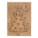 3 Weihnachskarten silber weiß mit Kuvert + Weihnachtsbaum aus Holz