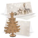 3 Weihnachtskarten silber beige mit Umschlag + kleiner...