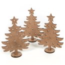 9 kleine Weihnachtsbäume aus Holz - Baum Miniatur flach zum Stecken