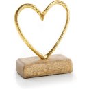 Kleine Herz Figur aus Metall & Holz Gold braun - 13 cm