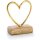 Kleine Herz Figur aus Metall &amp; Holz Gold braun - 13 cm