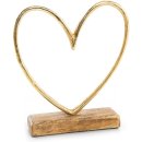 Herz Figur auf Holzsockel - Herzsilhouette zum Hinstellen Gold braun