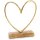 Herz Figur auf Holzsockel - Herzsilhouette zum Hinstellen Gold braun