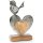Herz Figur aus Metall & Holz mit Vogel - Dekofigur Dekoobjekt zum Hinstellen