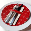 10 Teller Deckchen rot wei&szlig; rund 21 cm - weihnachtlich mit Schneeflocken