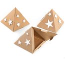 Kleine Pyramiden Pappschachteln aus Kraftpapier mit wei&szlig;en Sternen