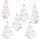 6 kleine weiße Weihnachtsbäume mit Schnur zum Aufhängen 6 cm