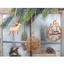 5 Weihnachtsanh&auml;nger aus Holz mit Text Frohe Weihnachten 9 cm