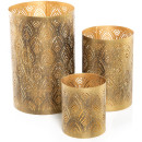 3 Kerzenhalter aus Metall Bronze Gold - Laternen in drei Gr&ouml;&szlig;en