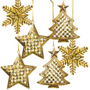 6 Weihnachtsanhänger Baum + Stern + Schneeflocke aus...