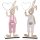 Osterhasen Paar aus Holz rosa + grau 30 cm - 2 Hasen Figuren