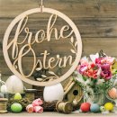 Türkranz "Frohe Ostern" aus Holz rund 24...
