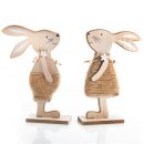 Osterhasen Paar aus Holz 23 cm - Hasen Pärchen natur...