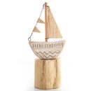 Holzschiff natur braun 30 cm - Segelboot Figur maritim