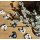 24 Mini Hühner - Hahn und Henne - aus Holz zum Streuen Osterdeko schwarz-weiß 3 cm