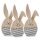 3 Hasen Figuren aus Holz natur schwarz-weiß gestreift - Deko Ostern 14 cm 