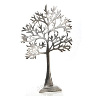 Große Lebensbaum Figur aus Aluminium 40 cm silber